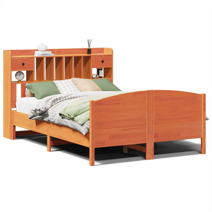Letto Libreria senza Materasso Marrone Cera 160x200 cm in Pino - homemem39