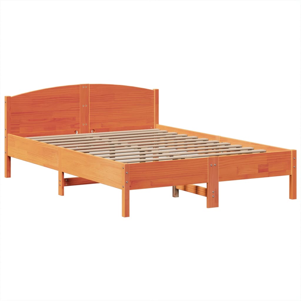 Letto Libreria senza Materasso Marrone Cera 160x200 cm in Pino - homemem39