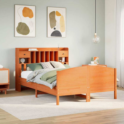 Letto Libreria senza Materasso Marrone Cera 160x200 cm in Pino - homemem39