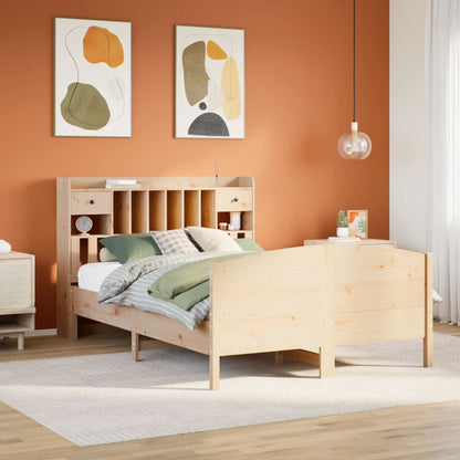 Letto Libreria senza Materasso 140x200 cm in Legno di Pino - homemem39