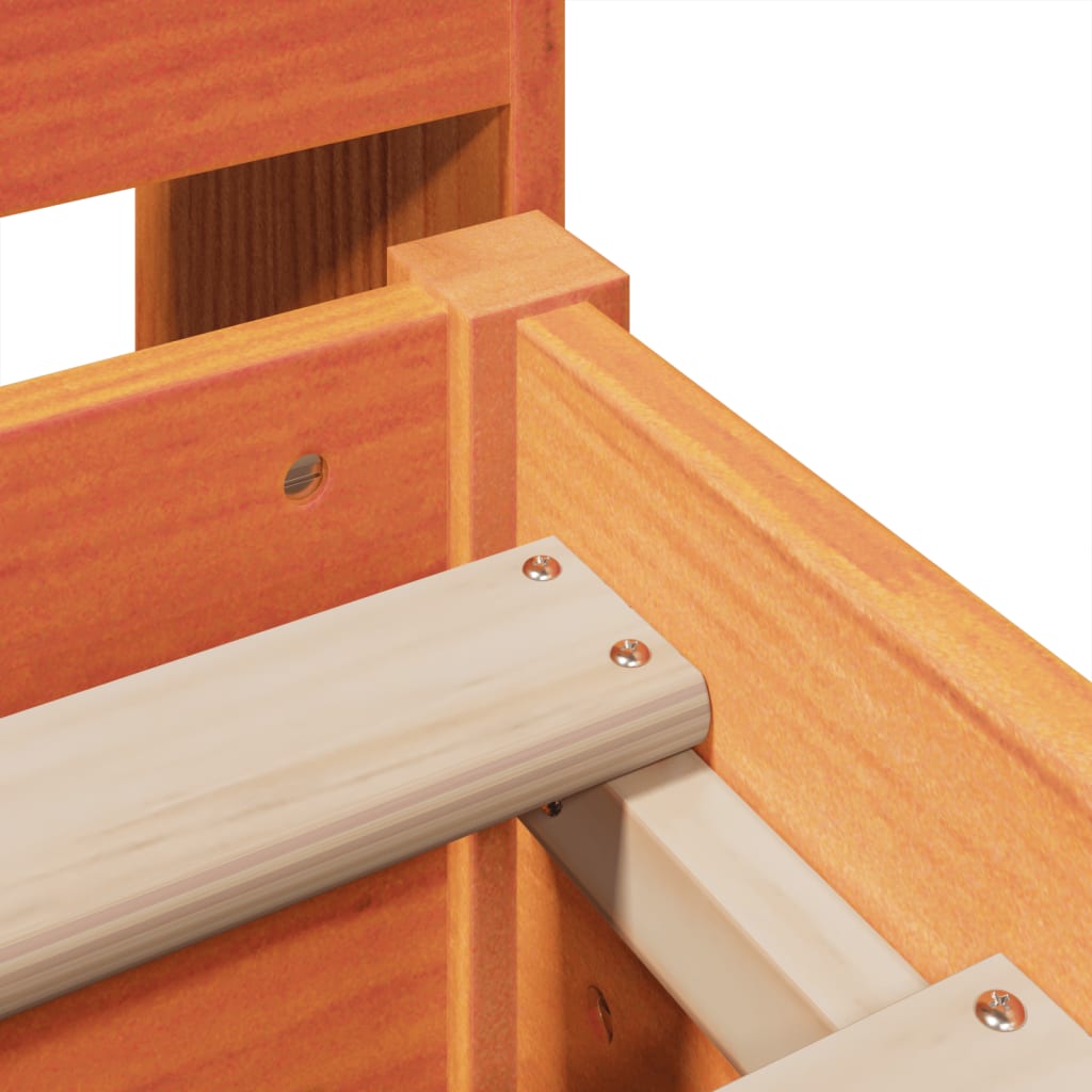 Letto Libreria senza Materasso Marrone Cera 140x200 cm in Pino - homemem39