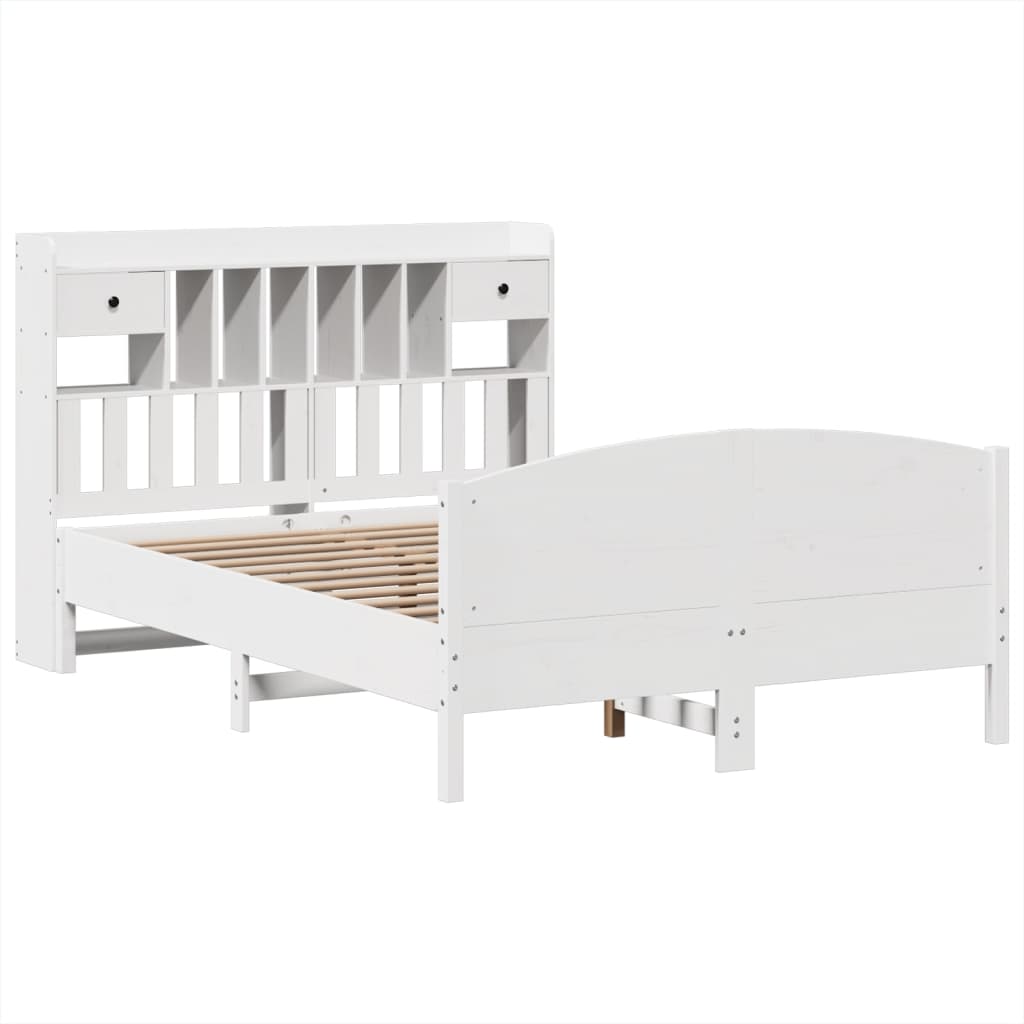 Letto Libreria senza Materasso Bianco 140x190 cm Legno di Pino - homemem39