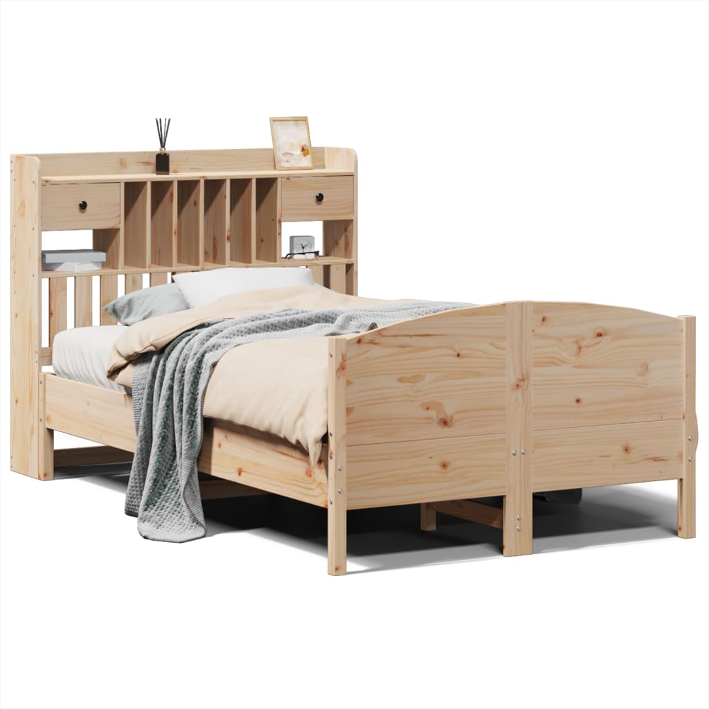 Letto Libreria senza Materasso 135x190 cm in Legno di Pino - homemem39