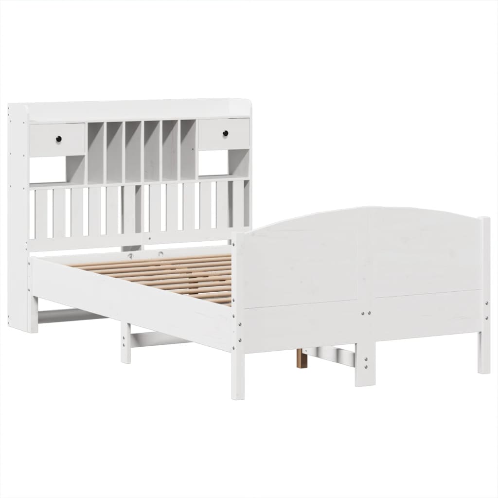 Letto Libreria senza Materasso Bianco 135x190 cm Legno di Pino - homemem39