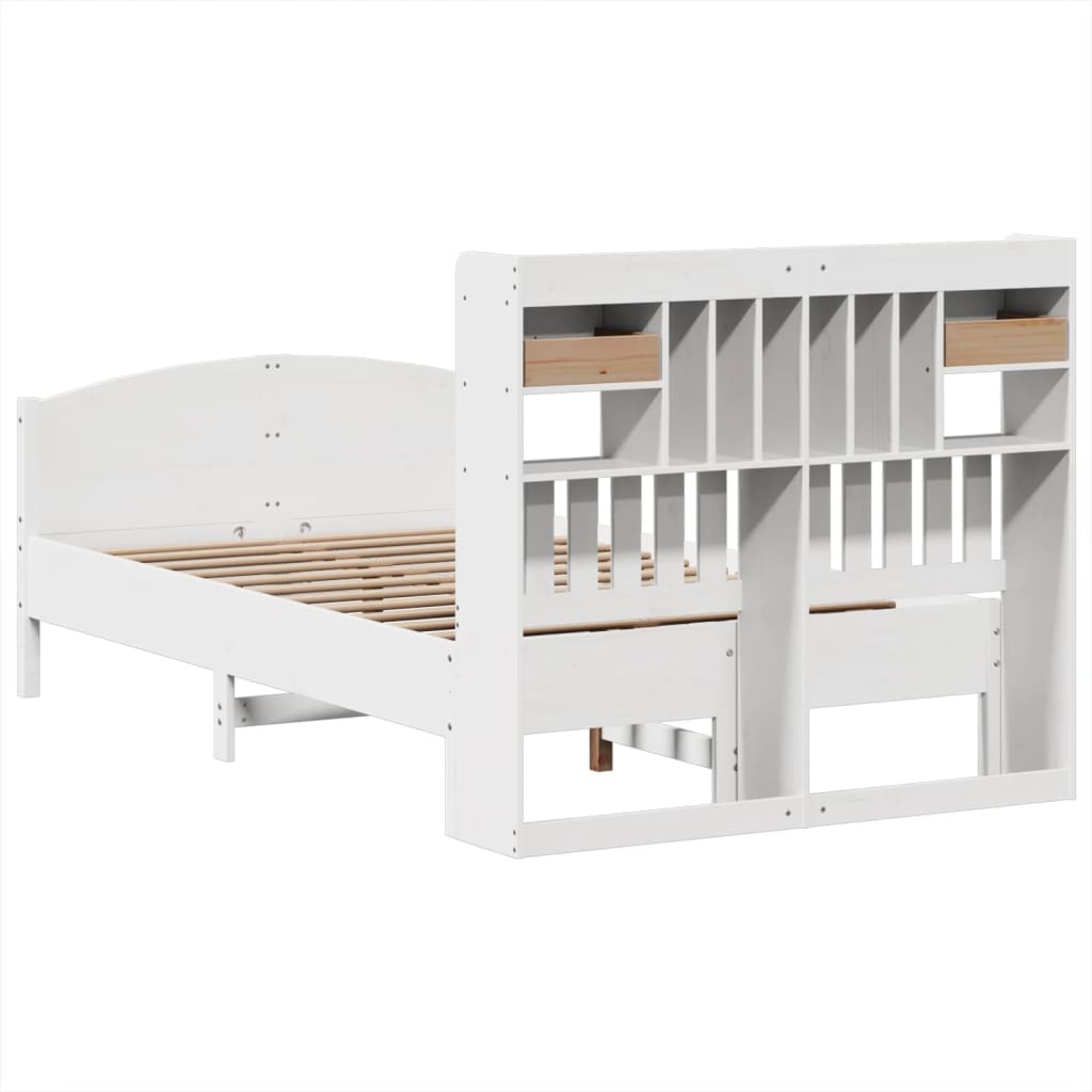Letto Libreria senza Materasso Bianco 135x190 cm Legno di Pino - homemem39