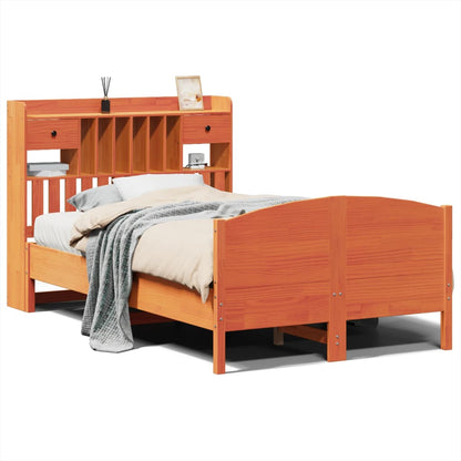 Letto Libreria senza Materasso Marrone Cera 135x190 cm in Pino - homemem39