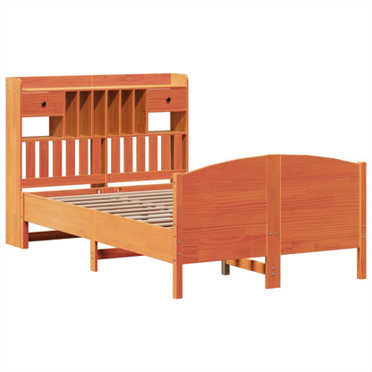 Letto Libreria senza Materasso Marrone Cera 135x190 cm in Pino - homemem39