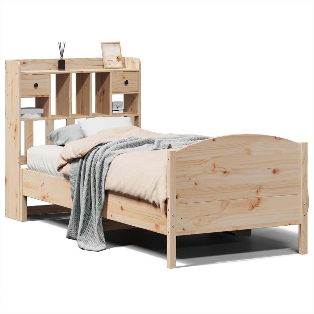 Letto Libreria senza Materasso 100x200 cm in Legno di Pino - homemem39