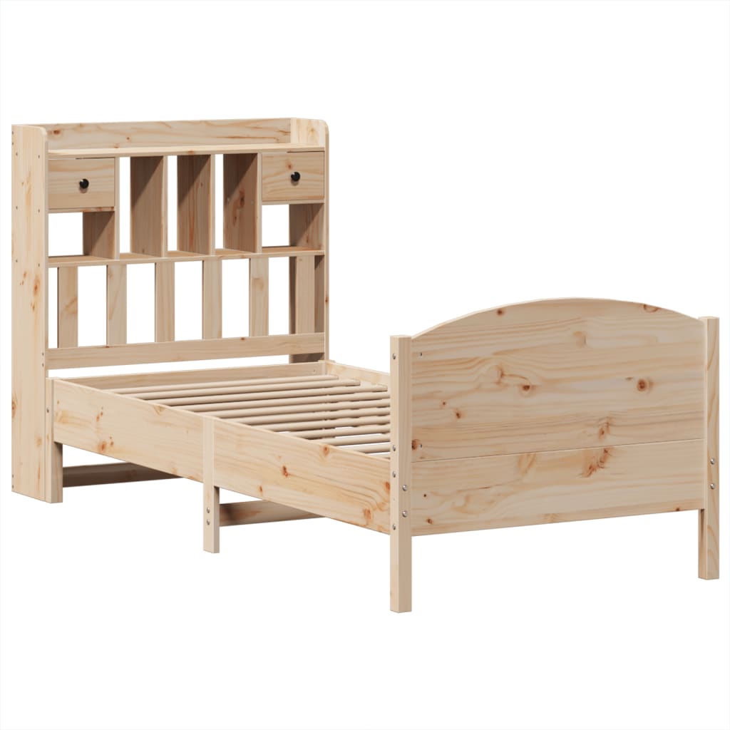 Letto Libreria senza Materasso 100x200 cm in Legno di Pino - homemem39