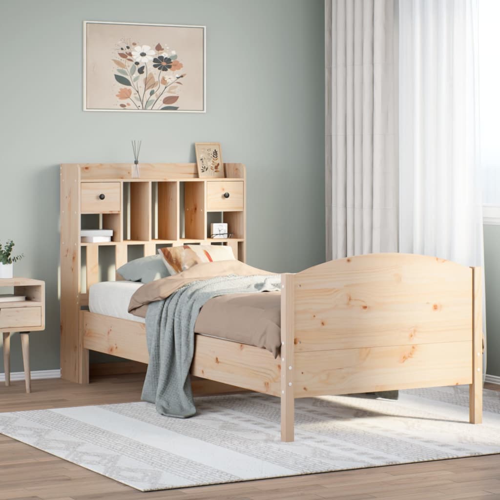 Letto Libreria senza Materasso 100x200 cm in Legno di Pino - homemem39