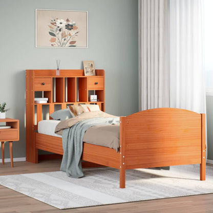 Letto Libreria senza Materasso Marrone Cera 100x200 cm in Pino - homemem39