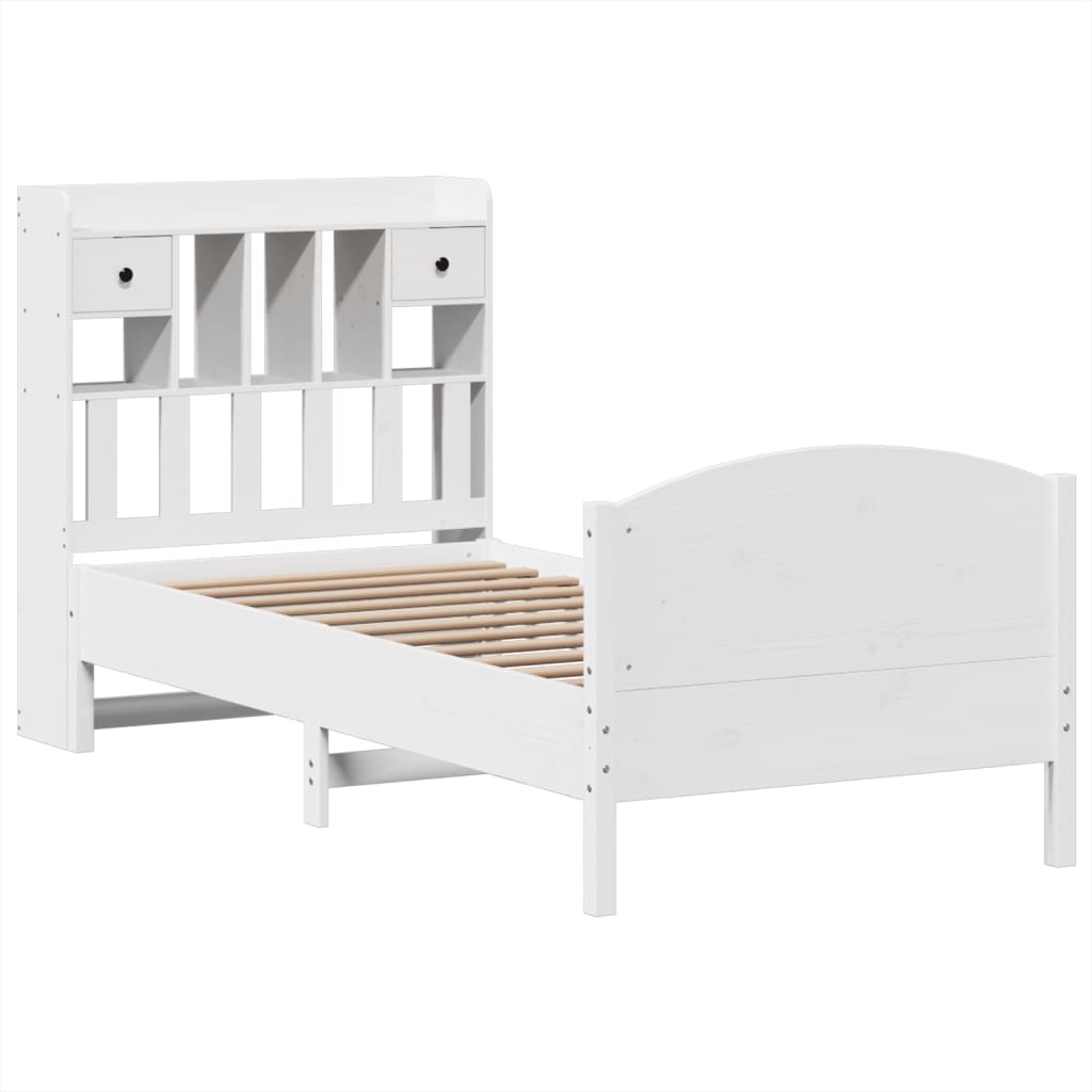 Letto Libreria senza Materasso Bianca 90x200 cm Legno di Pino - homemem39