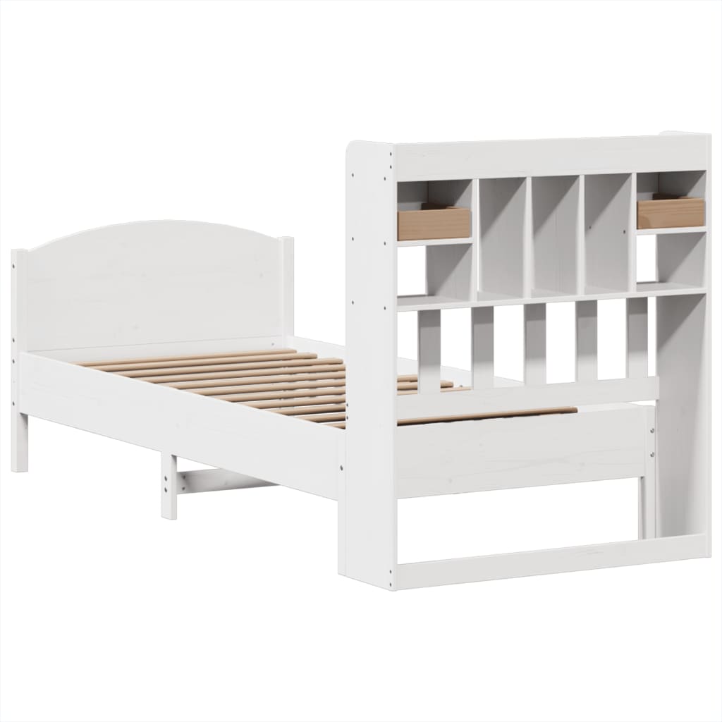 Letto Libreria senza Materasso Bianca 90x200 cm Legno di Pino - homemem39