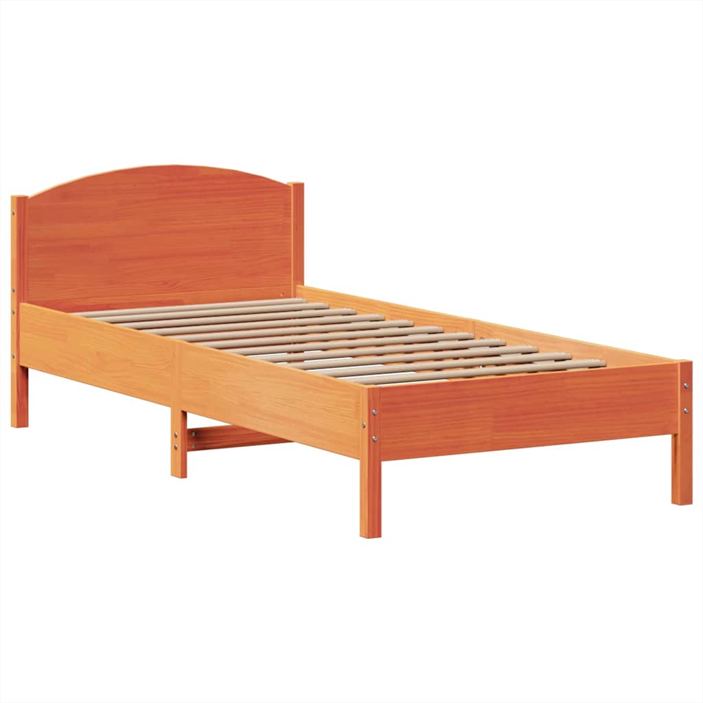 Letto Libreria senza Materasso Marrone Cera 75x190 cm in Pino - homemem39