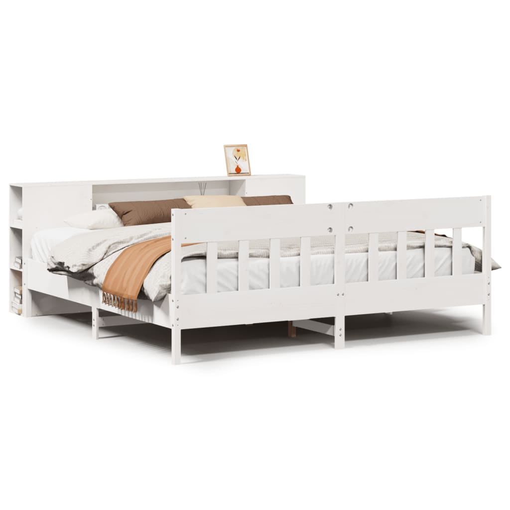 Letto Libreria senza Materasso Bianco 200x200 cm Legno di Pino - homemem39