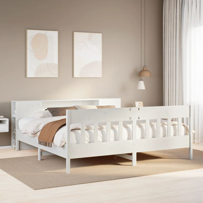 Letto Libreria senza Materasso Bianco 200x200 cm Legno di Pino - homemem39