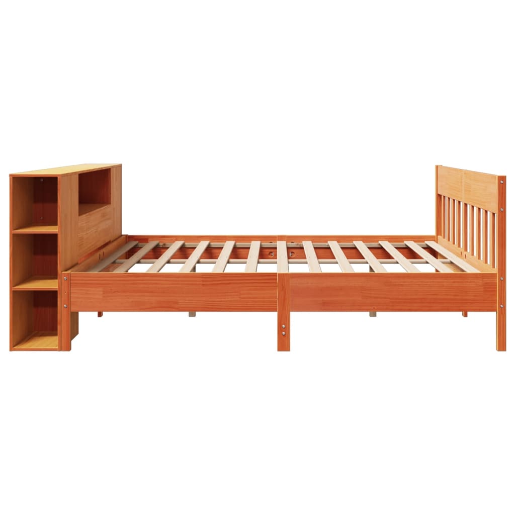 Letto Libreria senza Materasso Marrone Cera 200x200 cm in Pino - homemem39