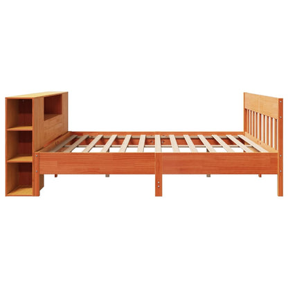 Letto Libreria senza Materasso Marrone Cera 200x200 cm in Pino - homemem39