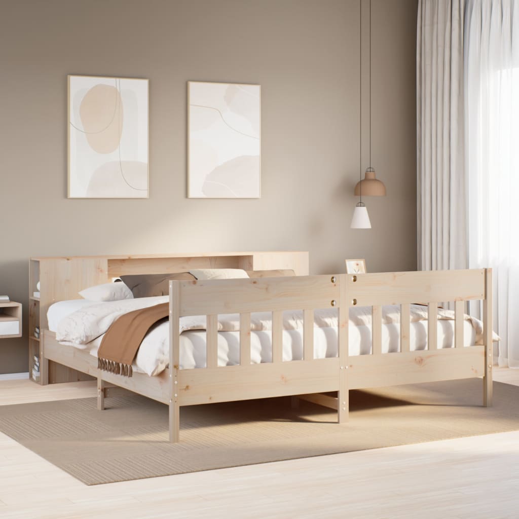 Letto Libreria senza Materasso 180x200 cm in Legno di Pino - homemem39