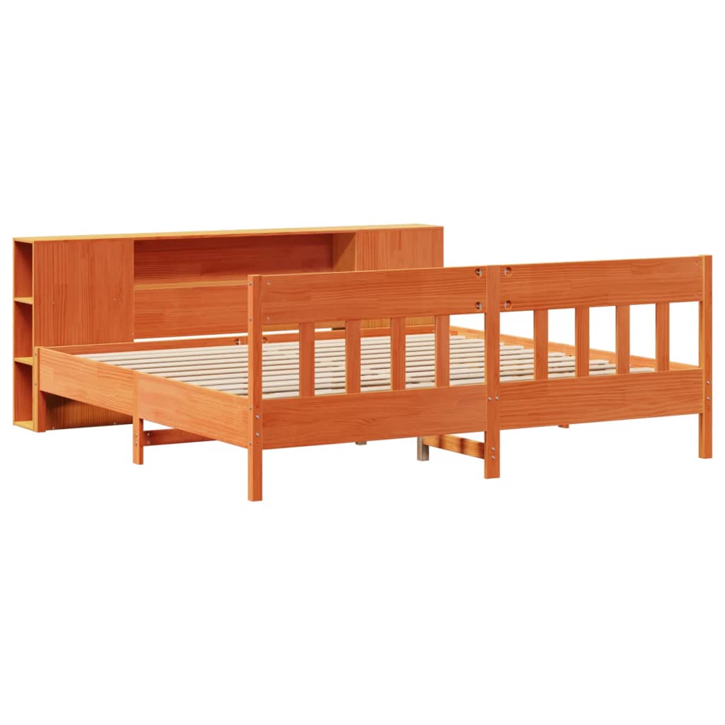 Letto Libreria senza Materasso Marrone Cera 180x200 cm in Pino - homemem39