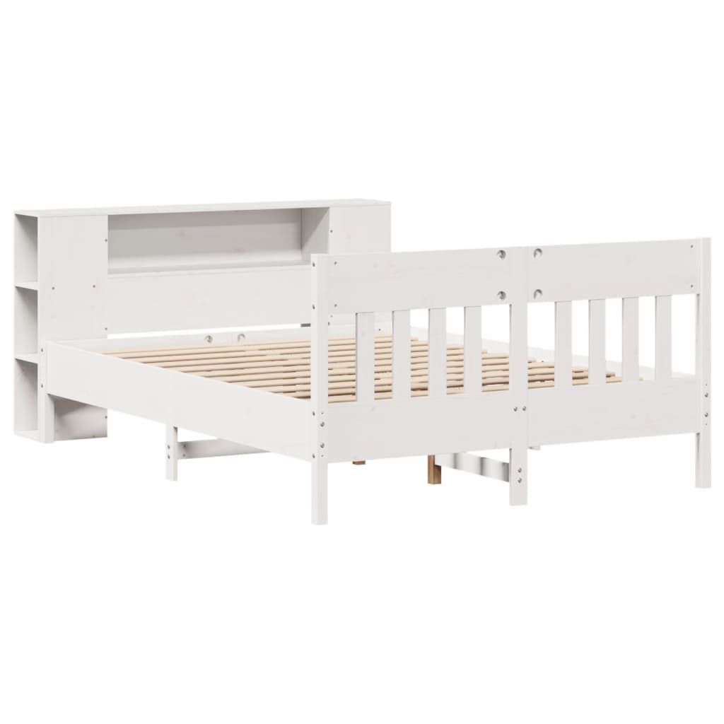 Letto Libreria senza Materasso Bianco 160x200 cm Legno di Pino - homemem39