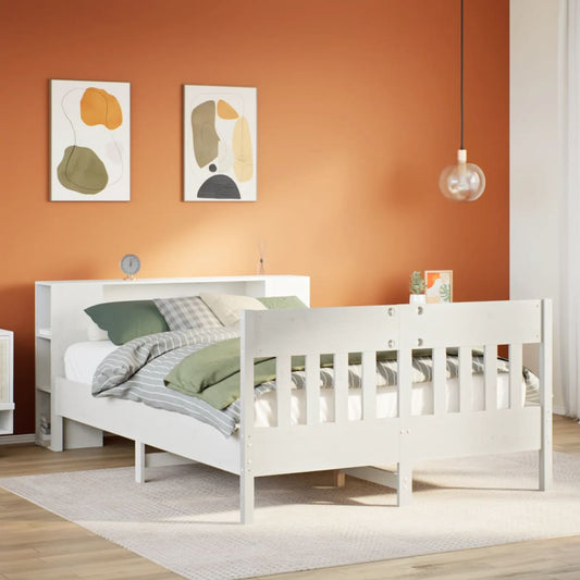Letto Libreria senza Materasso Bianco 150x200 cm Legno di Pino - homemem39