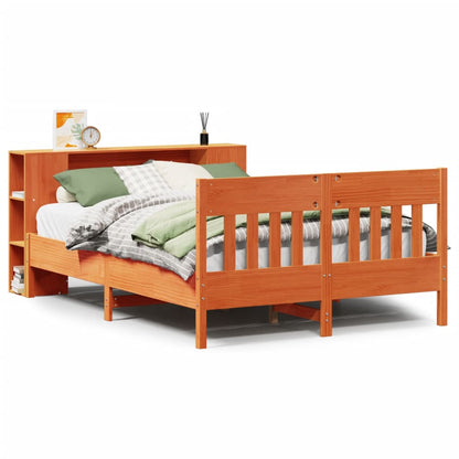 Letto Libreria senza Materasso Marrone Cera 150x200 cm in Pino | homemem39