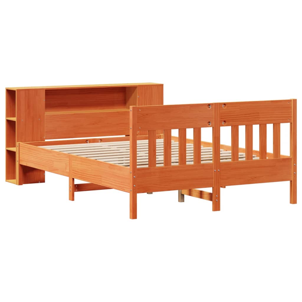 Letto Libreria senza Materasso Marrone Cera 150x200 cm in Pino | homemem39