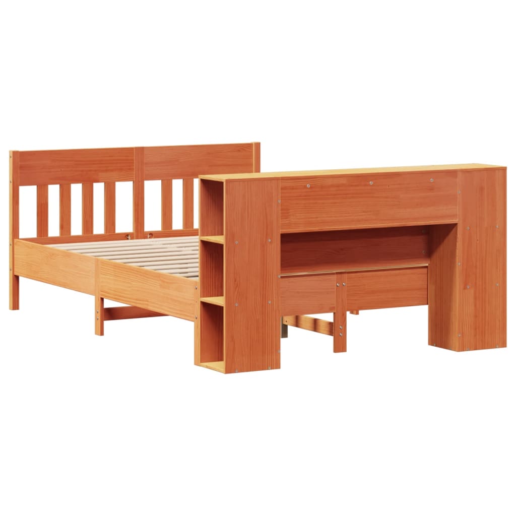 Letto Libreria senza Materasso Marrone Cera 150x200 cm in Pino | homemem39