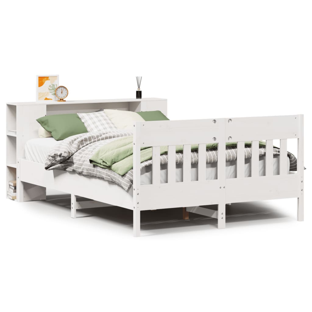 Letto Libreria senza Materasso Bianco 135x190 cm Legno di Pino - homemem39