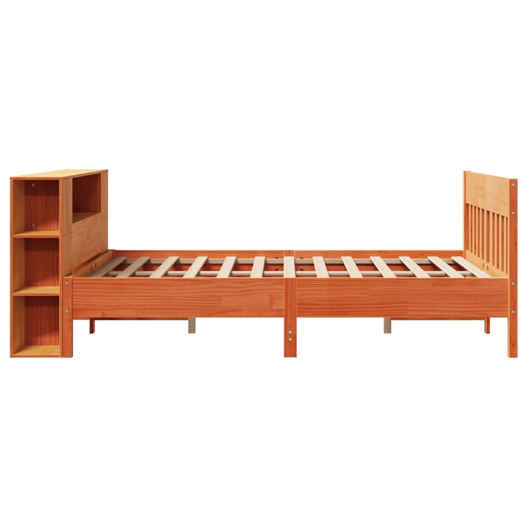 Letto Libreria senza Materasso Marrone Cera 135x190 cm in Pino - homemem39