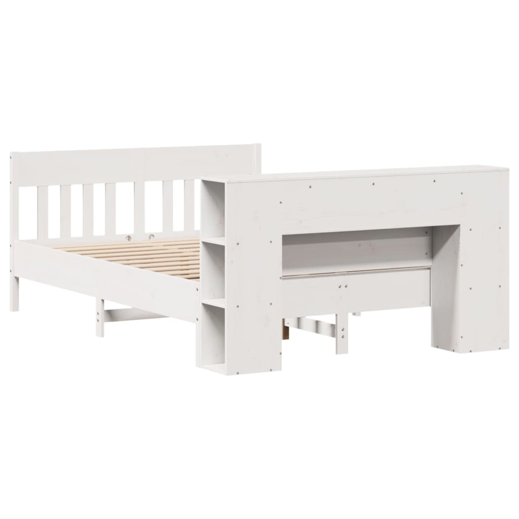 Letto Libreria senza Materasso Bianco 120x190 cm Legno di Pino - homemem39