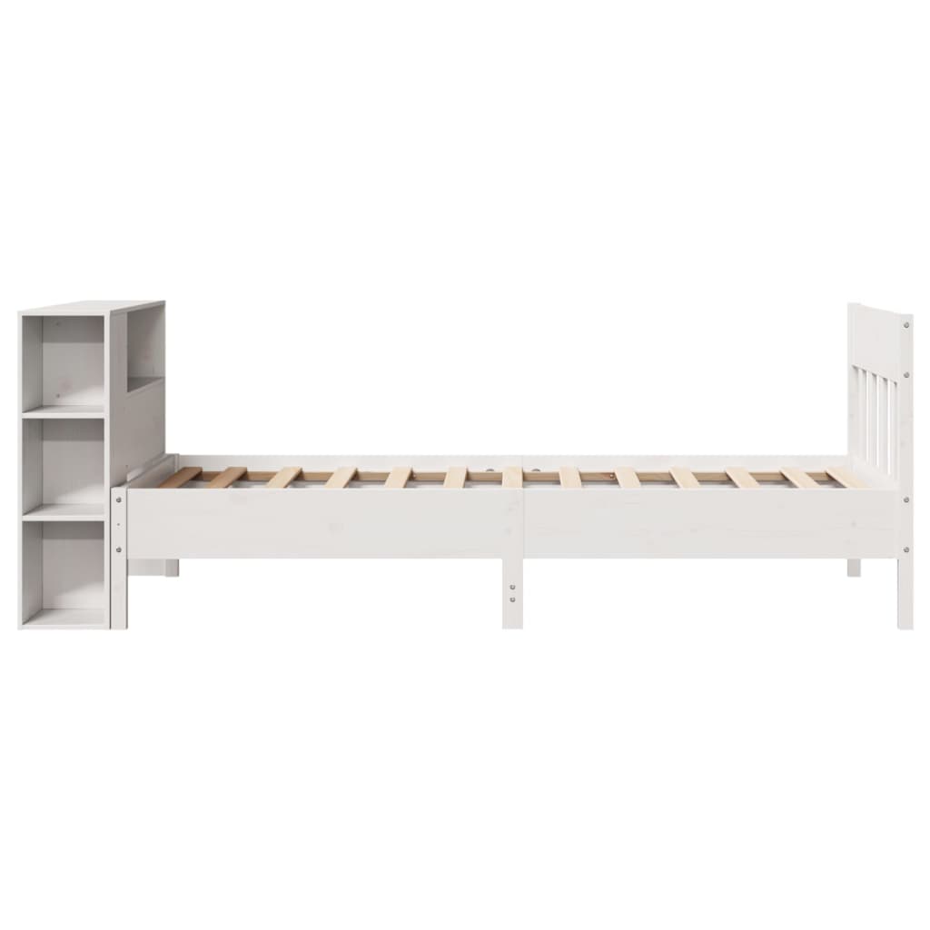 Letto Libreria senza Materasso Bianca 90x200 cm Legno di Pino