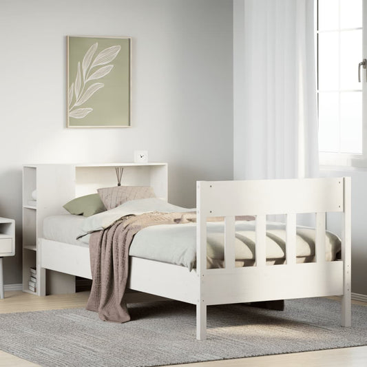 Letto Libreria senza Materasso Bianca 90x200 cm Legno di Pino