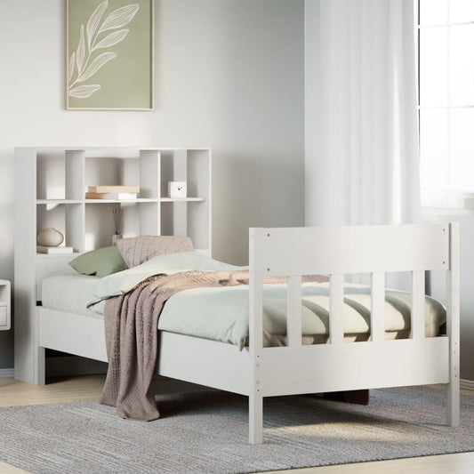Letto senza Materasso Bianco 90x190 cm in Legno Massello Pino