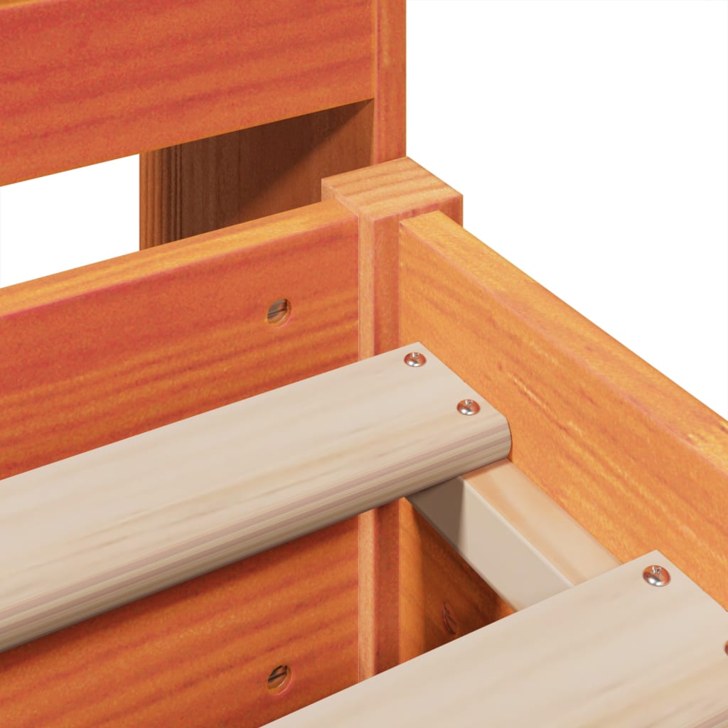 Giroletto senza Materasso Marrone Cera 200x200 cm Legno di Pino - homemem39