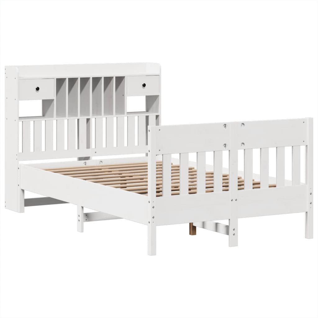 Letto senza Materasso Bianco 135x190 cm Legno Massello di Pino - homemem39