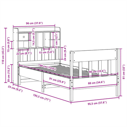Letto senza Materasso Bianco 90x190 cm in Legno Massello Pino - homemem39