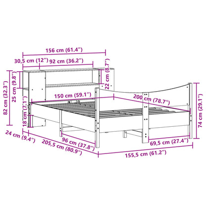 Giroletto senza Materasso Marrone Cera 150x200 cm Legno di Pino | homemem39