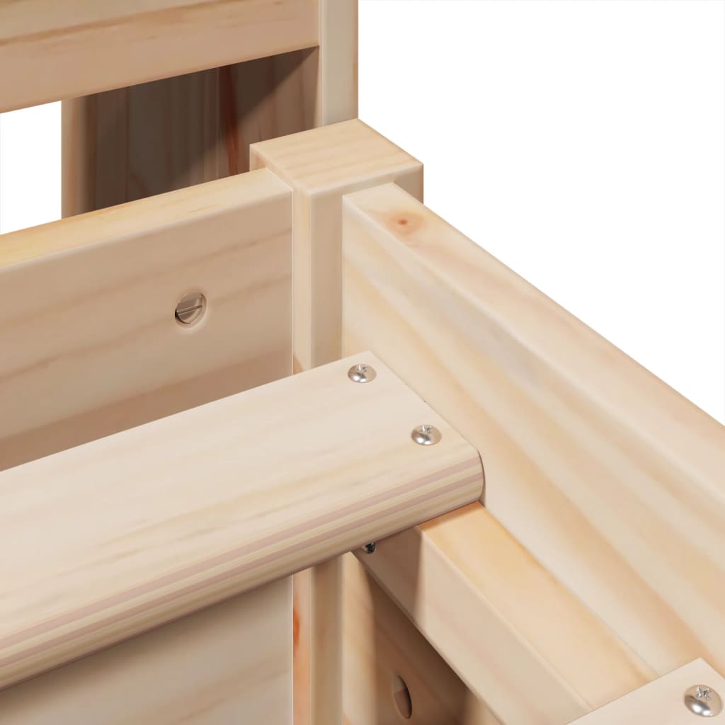 Letto senza Materasso 135x190 cm in Legno Massello di Pino - homemem39