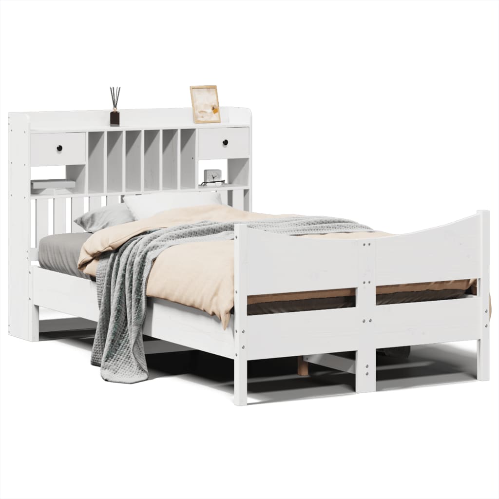 Letto senza Materasso Bianco 135x190 cm Legno Massello di Pino - homemem39