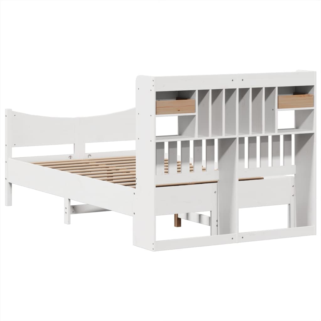 Letto senza Materasso Bianco 135x190 cm Legno Massello di Pino - homemem39