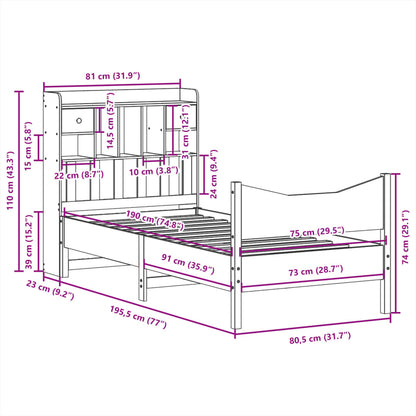 Letto senza Materasso Marrone Cera 75x190 cm in Legno di Pino - homemem39