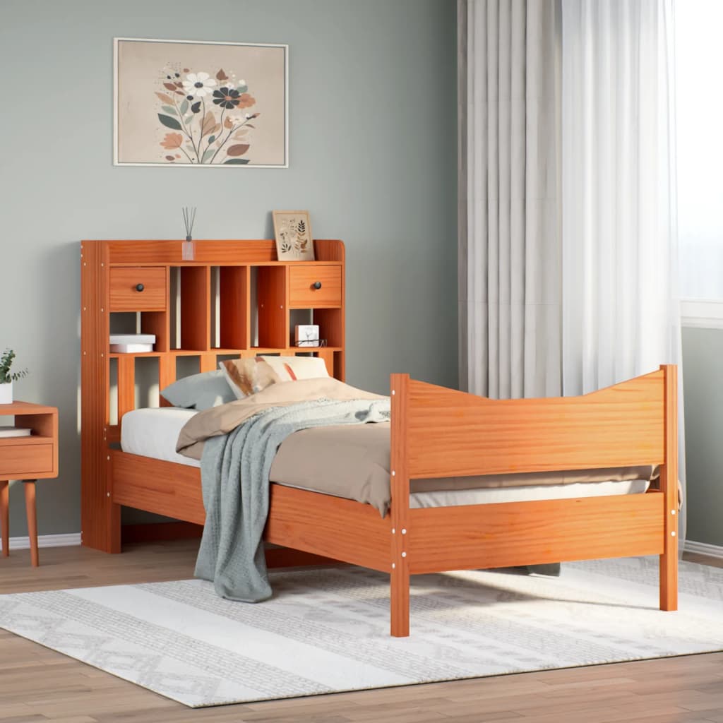 Letto senza Materasso Marrone Cera 75x190 cm in Legno di Pino - homemem39