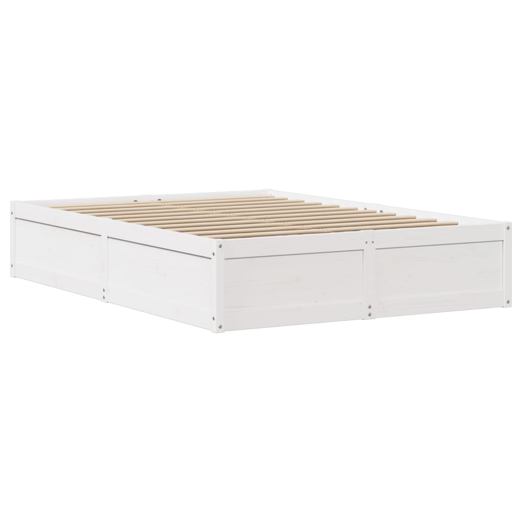 Letto senza Materasso Bianco 140x190 cm Legno Massello di Pino - homemem39