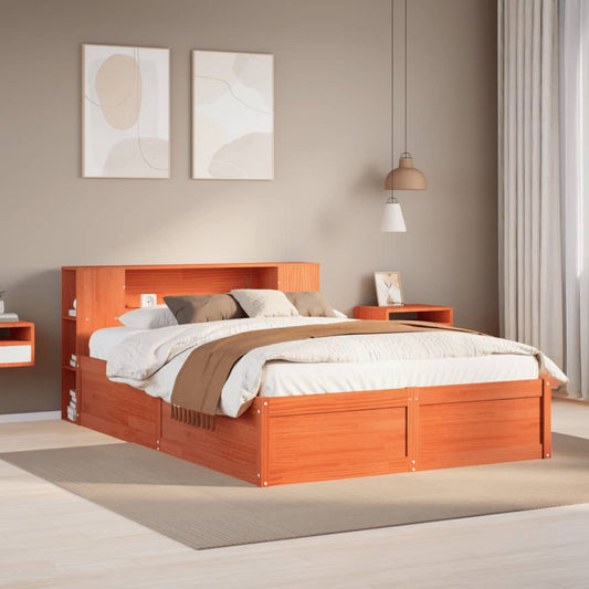 Letto senza Materasso Marrone Cera 140x190 cm in Legno di Pino - homemem39