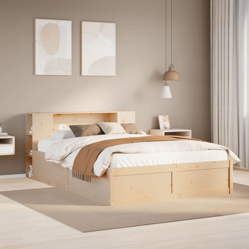 Letto senza Materasso 135x190 cm in Legno Massello di Pino - homemem39