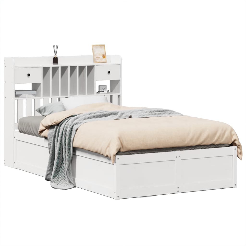 Letto senza Materasso Bianco 135x190 cm Legno Massello di Pino - homemem39