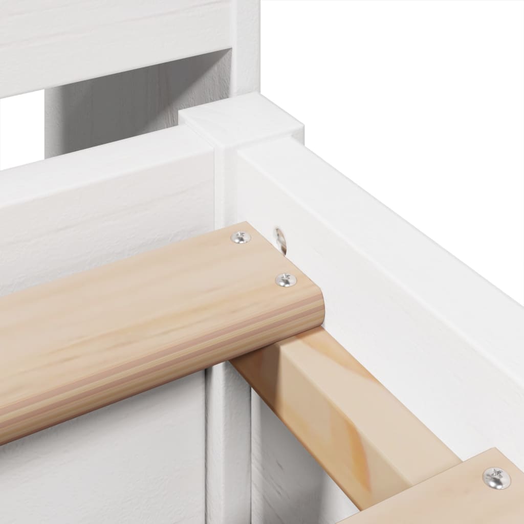 Letto senza Materasso Bianco 135x190 cm Legno Massello di Pino - homemem39