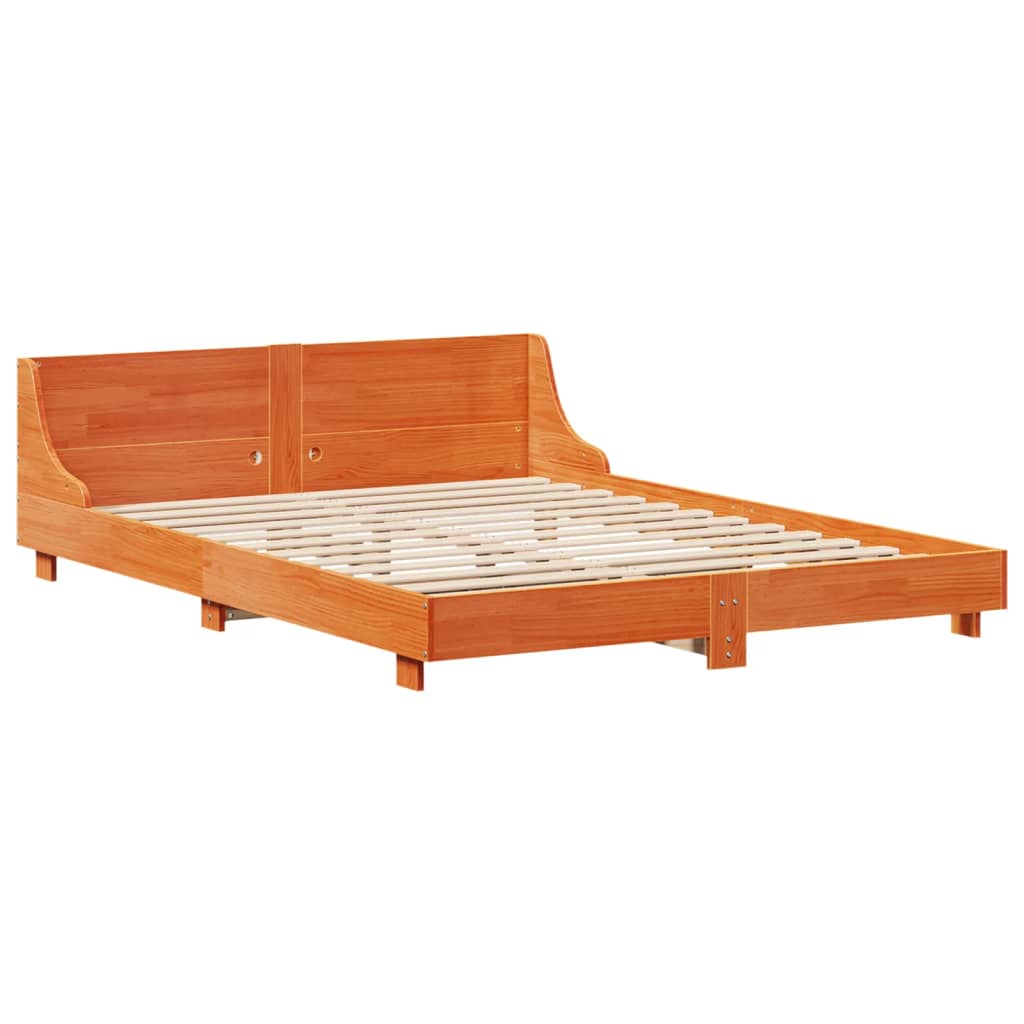 Giroletto senza Materasso Marrone Cera 150x200 cm Legno di Pino | homemem39